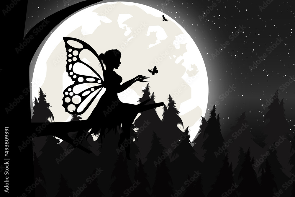 cute fairy and moon silhouette graphic cute fairy and moon silhouette graphic