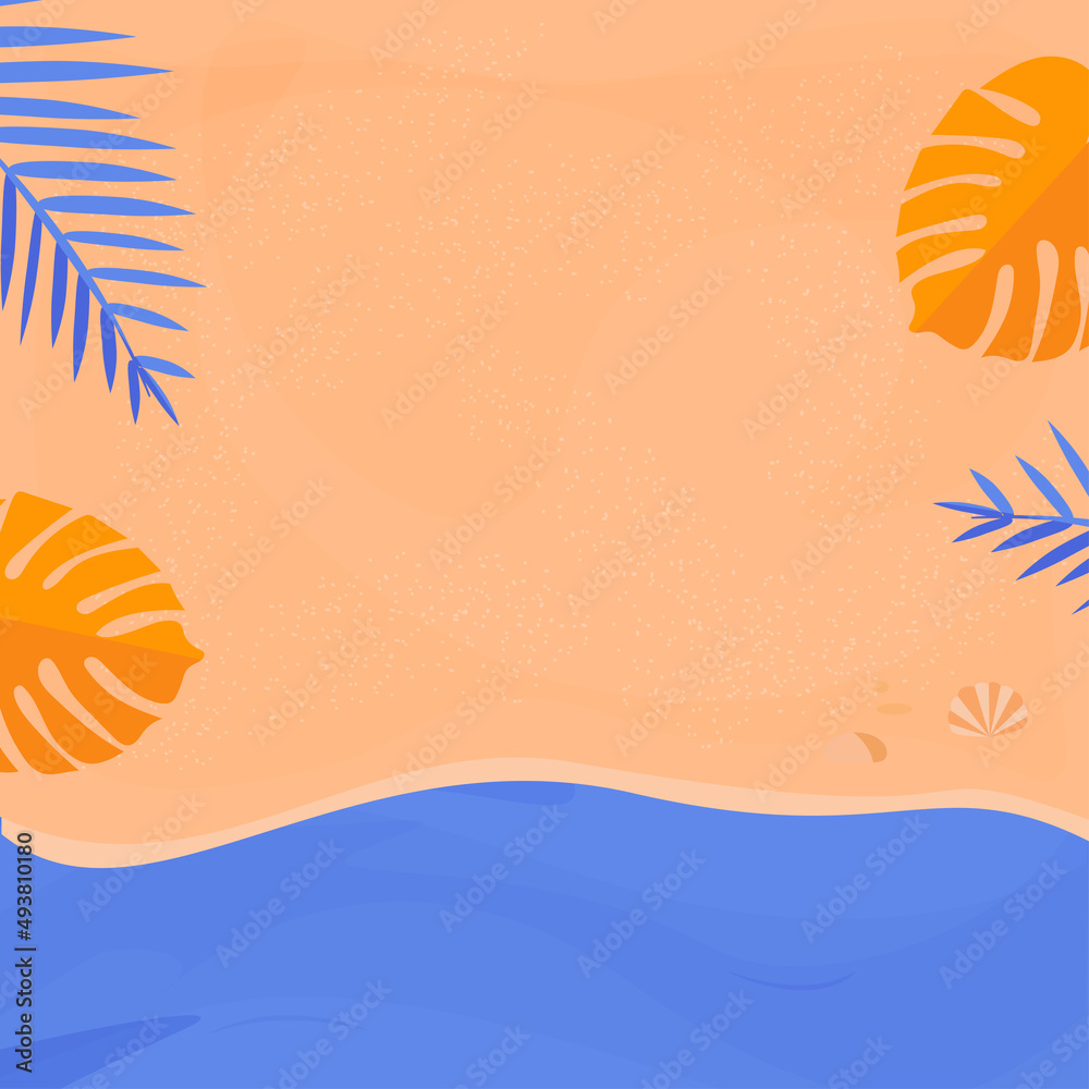 Obraz premium Seashore and sand. The concept of a summer holiday by the sea. Top view. Template, wallpaper.