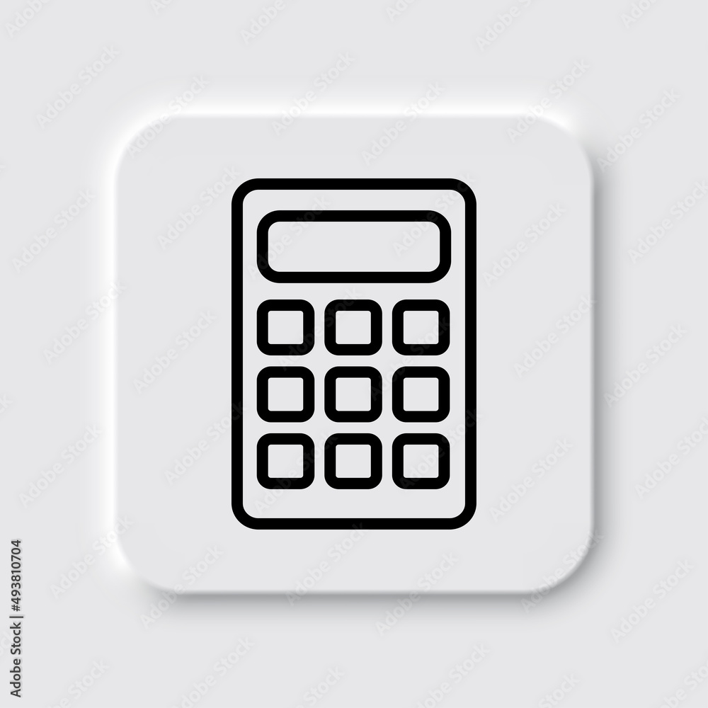 Calculator simple icon vector. Flat desing. Neumorphism design.ai Calculator simple icon vector. Flat desing. Neumorphism design.ai