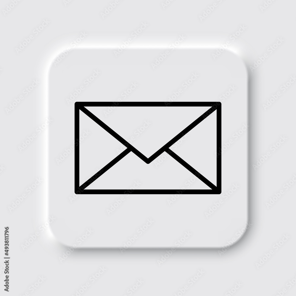 Message envelope simple icon vector. Flat desing. Neumorphism design.ai Message envelope simple icon vector. Flat desing. Neumorphism design.ai