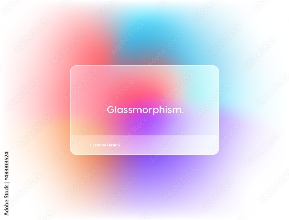 Transparent frame in glass morphism or glassmorphism style background. Glass-morphism style. Vector illustration