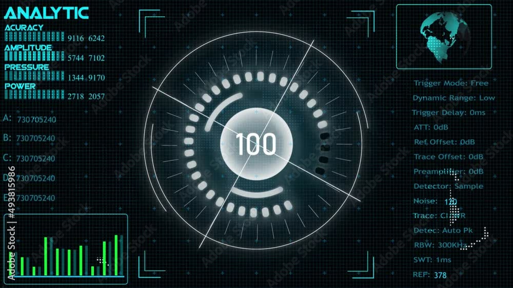 Radar HUD Screen Animation 4K. Motion graphic of colorful sonar radar ...