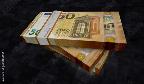 Euro money banknotes pack 3d illustration