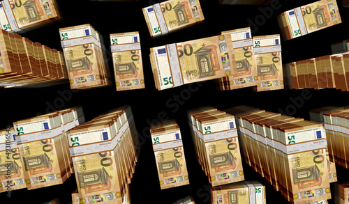 Euro money banknotes pack 3d illustration