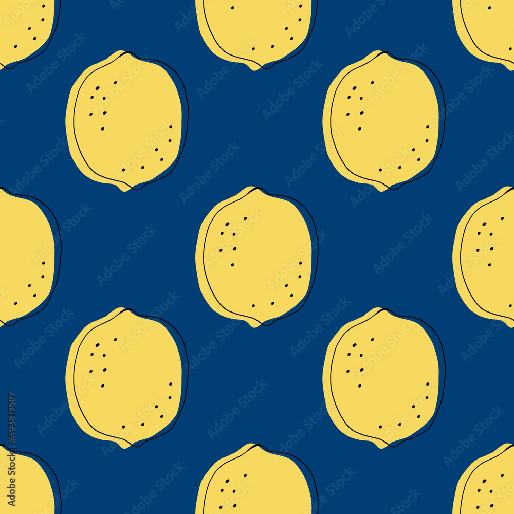 Fototapeta premium Lemon seamless pattern vector illustration. Summer design