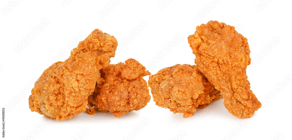Fried spicy chicken isolated on white background. Fried spicy chicken isolated on white background.