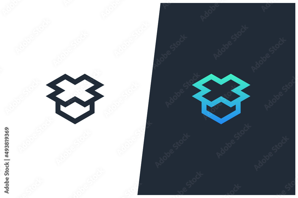 Fototapeta premium Cube Box Abstract Vector Logo Illustration Concept Design