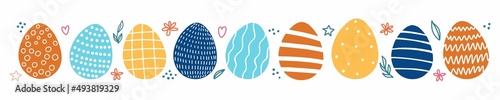 Fotografie, Obraz Vector Easter pattern with Easter egg drawings