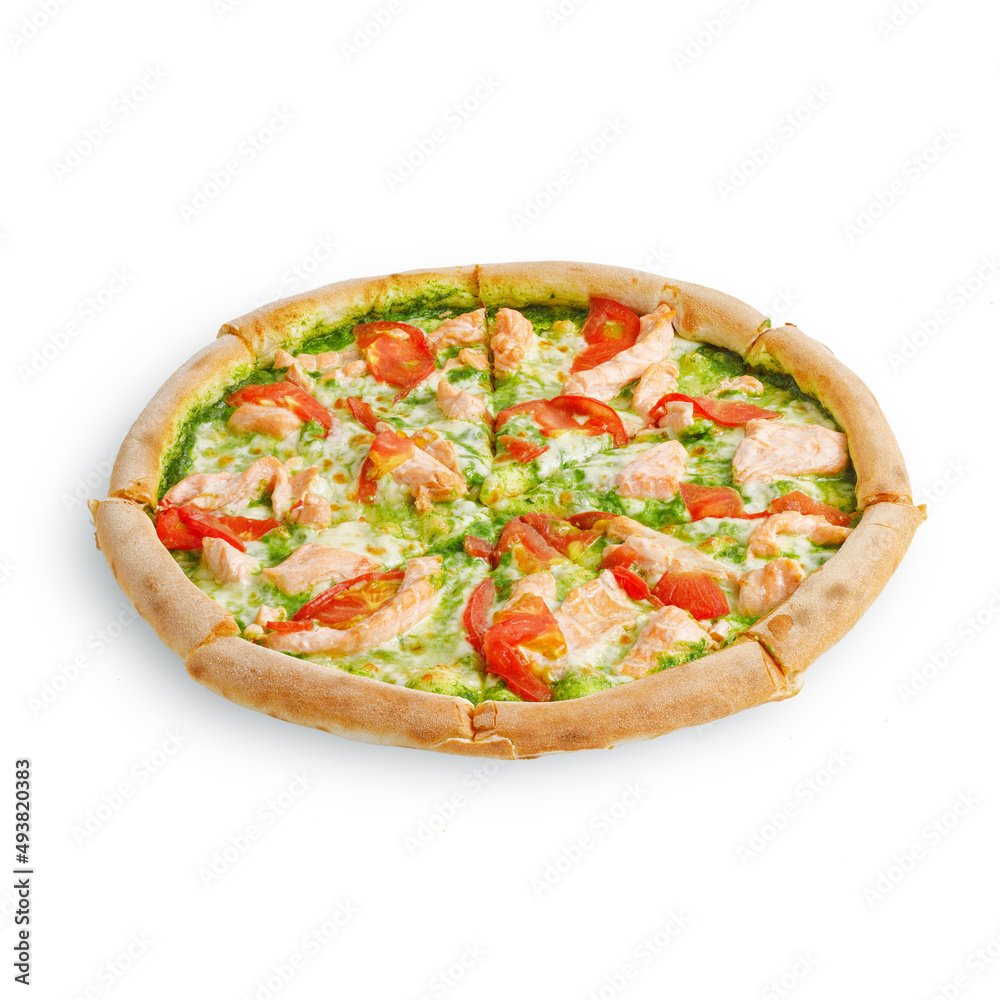 traditional Italian pizza white background