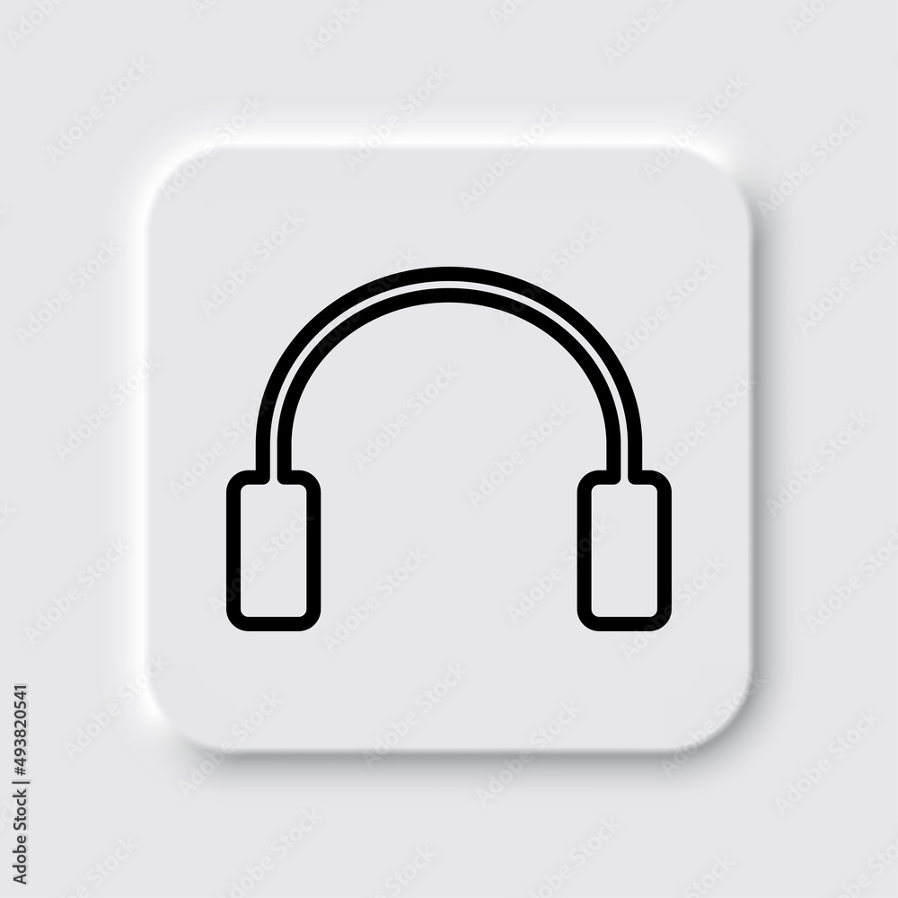 Headphone simple icon vector. Flat desing. Neumorphism design.ai Headphone simple icon vector. Flat desing. Neumorphism design.ai