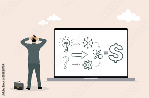 Businessman problem solving concept, vector illustration