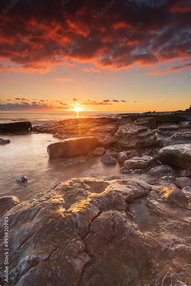 Sunset at Dunraven Bay in South Wales in the UK