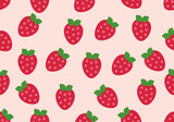 Vector strawberry fruits seamless repeat pattern design background. Perfect for modern wallpaper, fabric, home decor, and wrapping projects.