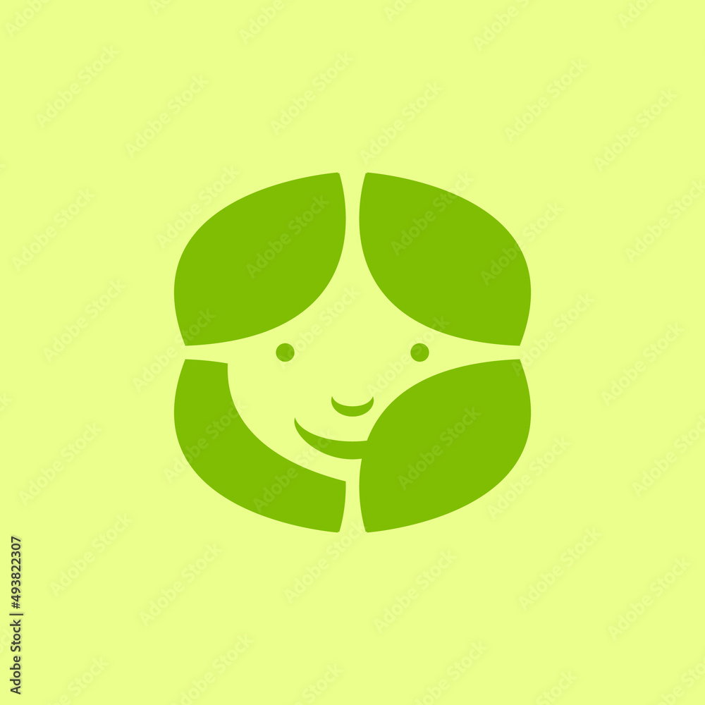 Obraz premium Girl and leaf logo