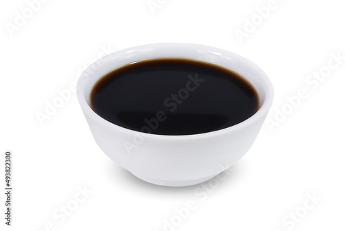 Soy sauce on an isolated white background.