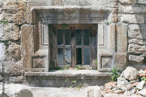 Windows in an ancient castle. Old castle in Ukraine