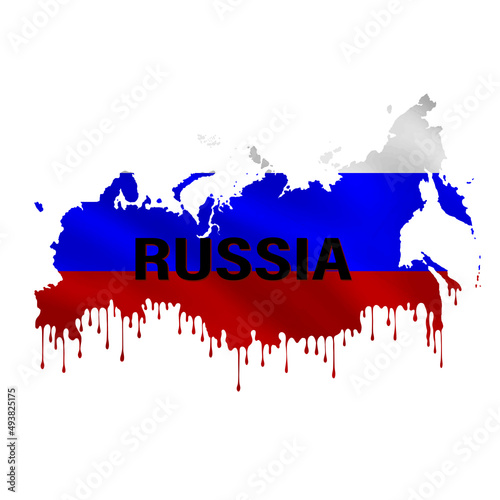 Russia map with flag vector illustration