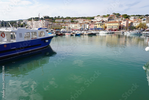 boats in the harbor in the town of cassis, france on the mediterranée