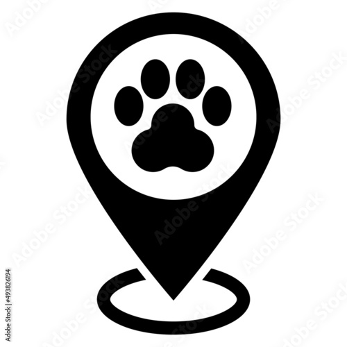 icon location of a pet store, pet exhibition and animal shelter