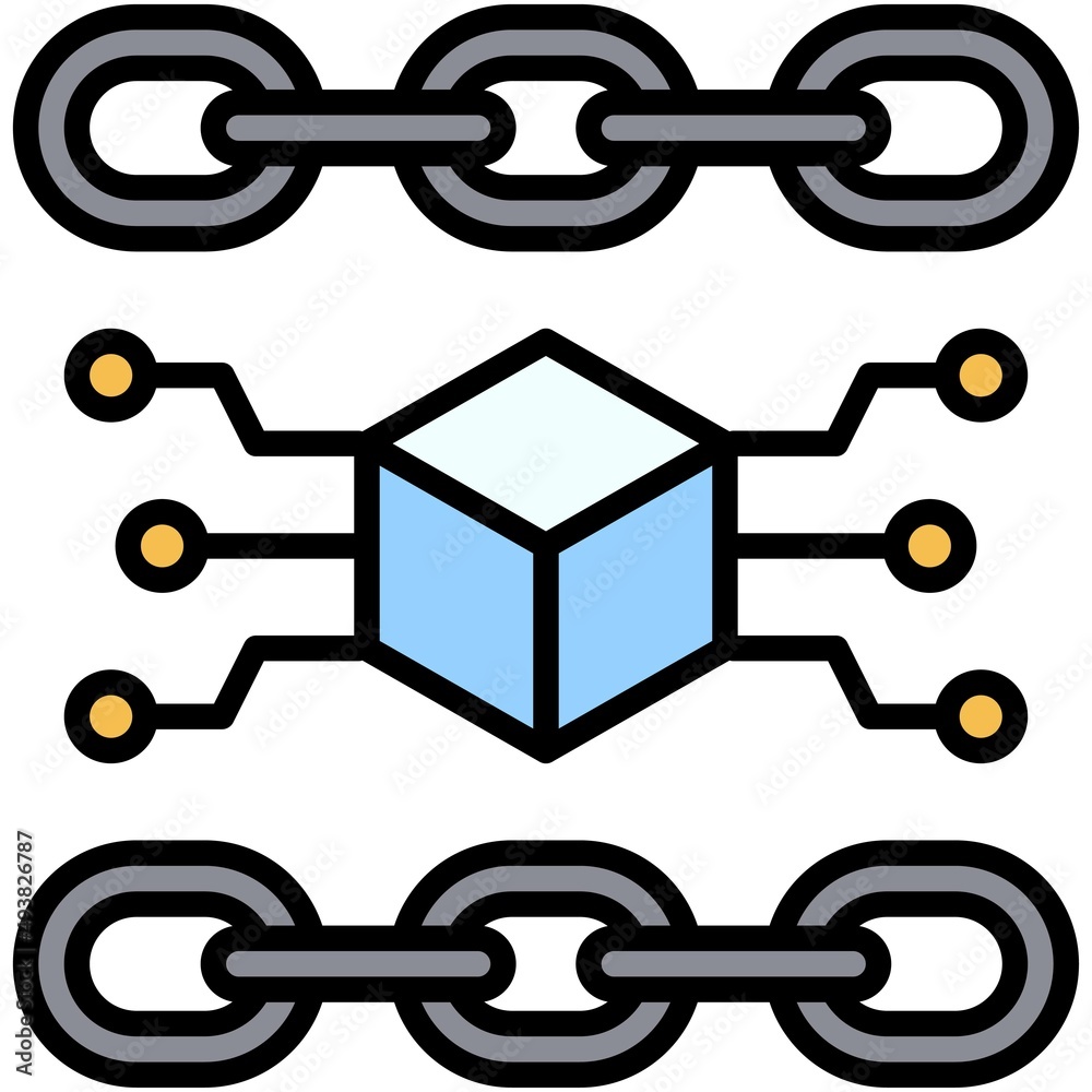 Chain icon, Blockchain related vector illustration Chain icon, Blockchain related vector illustration