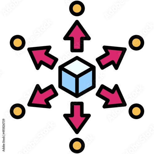 Decentralized icon, Blockchain related vector illustration