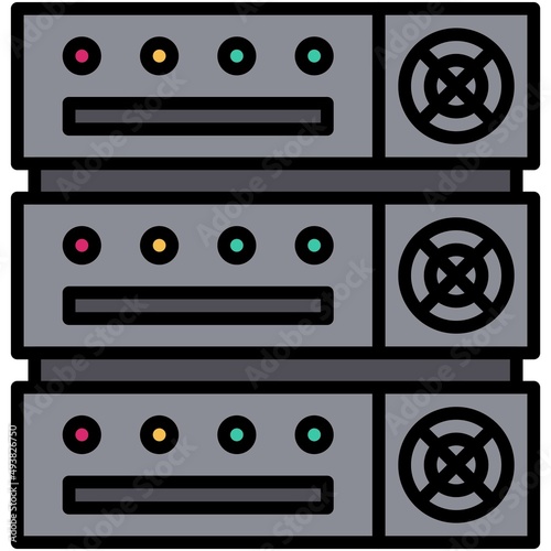 Mining rack icon, Blockchain related vector illustration