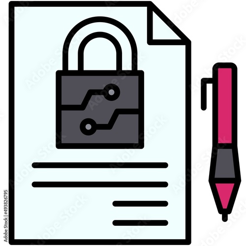 Digital signature icon, Blockchain related vector illustration