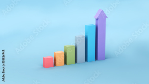 Colorful business financial success chart  3d illustration