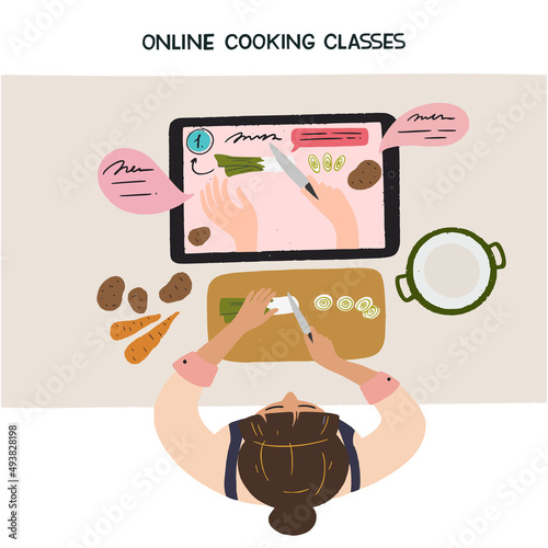 Online cooking class concept