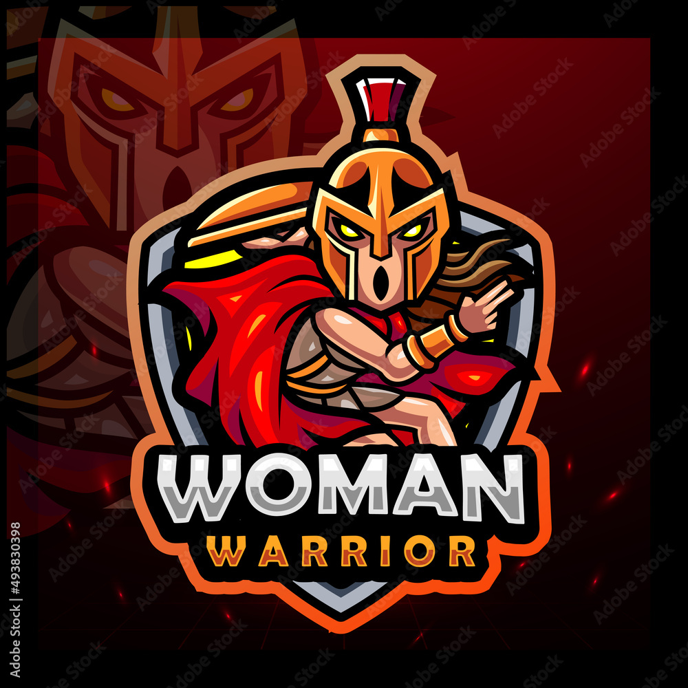 Woman warrior mascot. esport logo design  