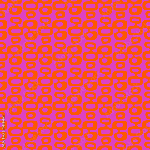 Valokuvatapetti Pink and orange Mid-Century Modern Tiki pattern, repeatable and seamless