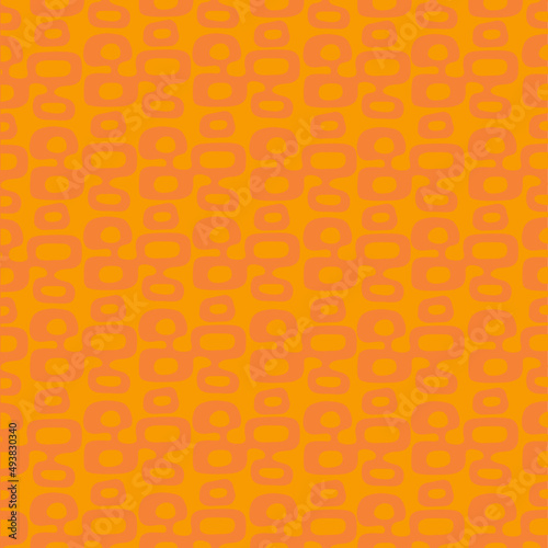 Tangerine orange Mid-Century Modern "Tiki" pattern, repeatable and seamless.