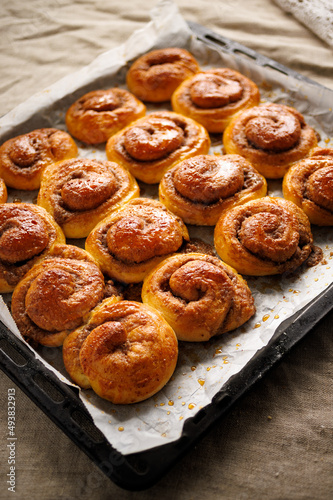 Traditional cinnamon rolls, close up view © zi3000