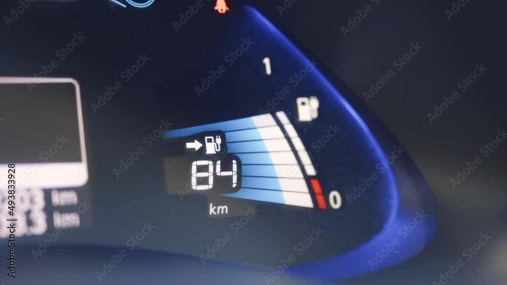 Electric car battery indicator showing an increasing battery charge