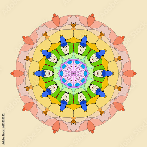 Carta da parati i cervi - Carta da parati Mandala su sfondo colorato