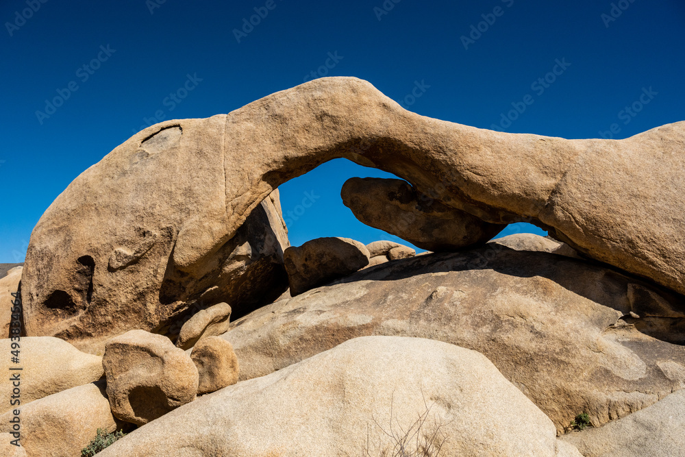 Arch Rock Against Blue Sky in Joshua Tree