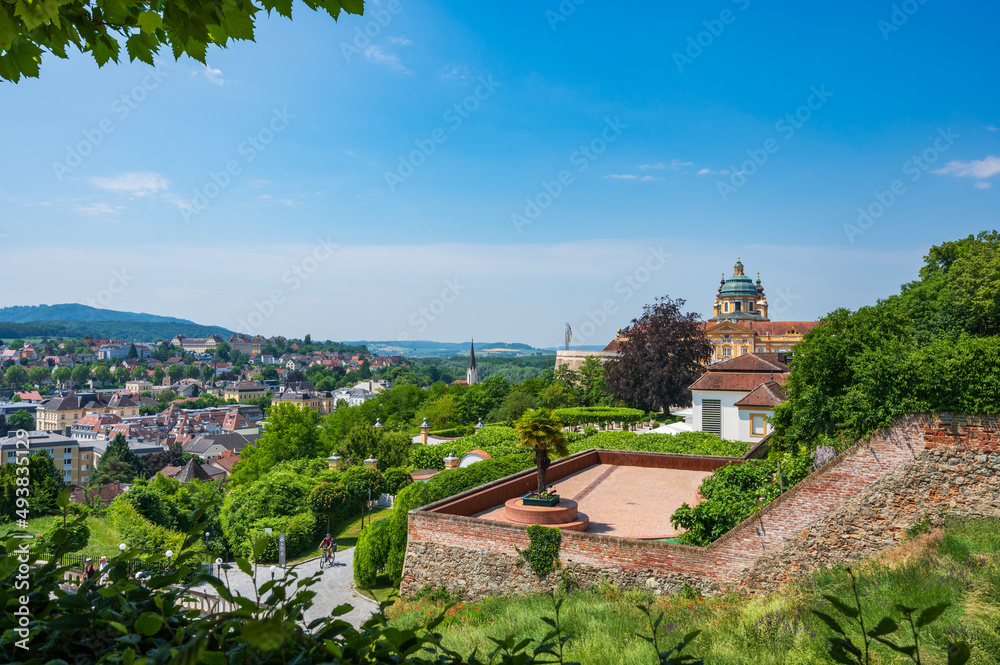 Blick über Stift Melk in der Wachau, Österreich