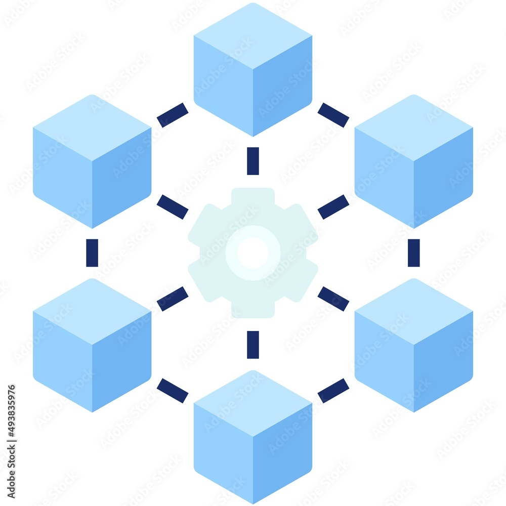 Blockhain network icon, Blockchain related vector illustration
