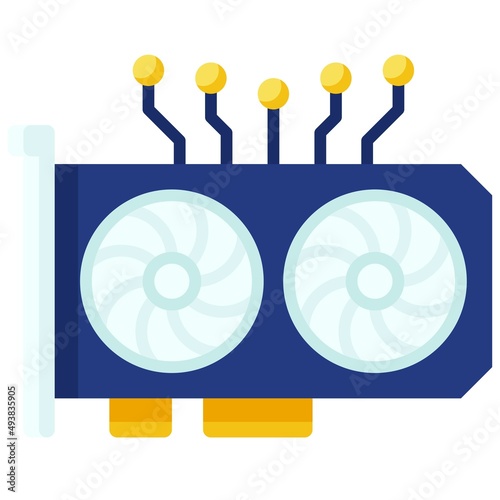 GPU Mining icon, Blockchain related vector illustration