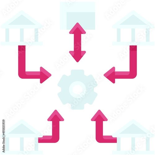 Centralized ledger icon, Blockchain related vector illustration