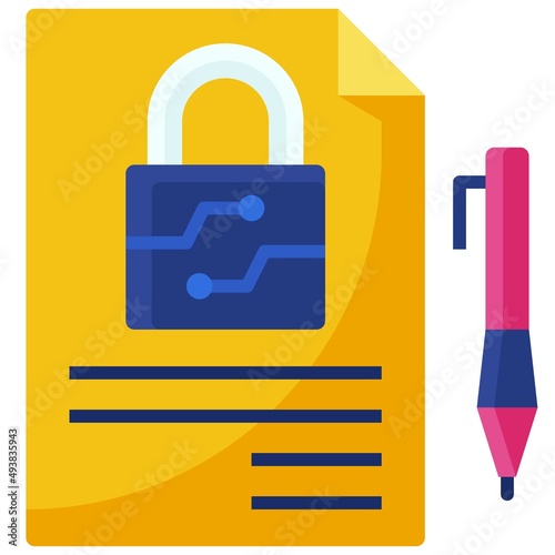 Digital signature icon, Blockchain related vector illustration