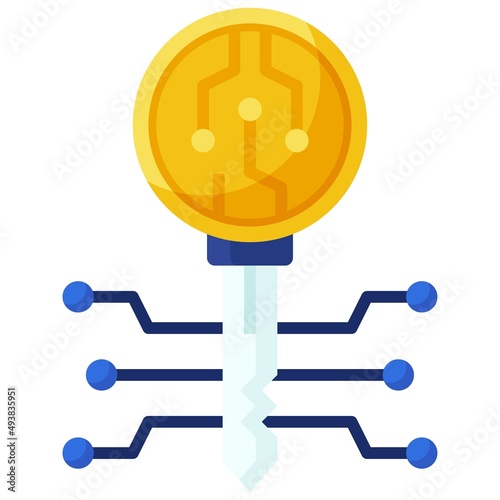 Encryption key icon, Blockchain related vector illustration
