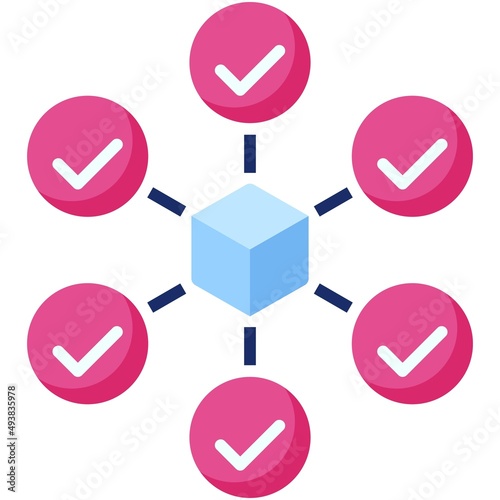 Network validation icon, Blockchain related vector illustration