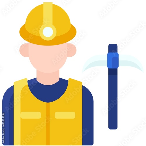 Miner icon, Blockchain related vector illustration