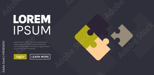 Puzzle symbol and teamwork business concept flat vector illustration.