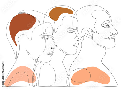 men one line drawing vector, isolated