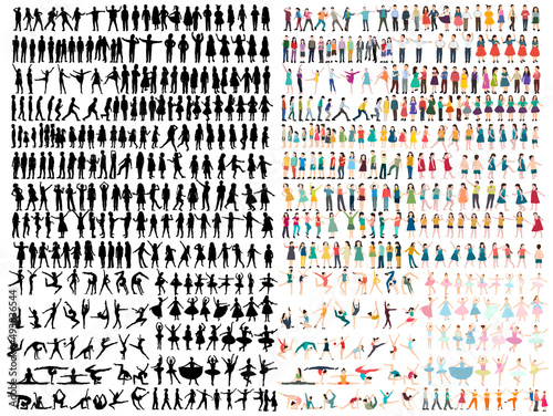 collection of people silhouette isolated vector