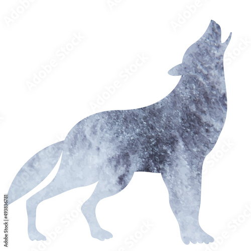 gray wolf watercolor silhouette isolated vector