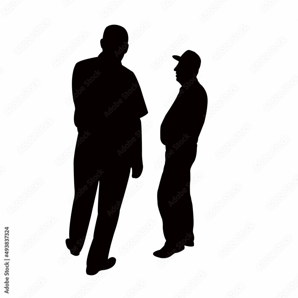two men making chat, silhouette vector