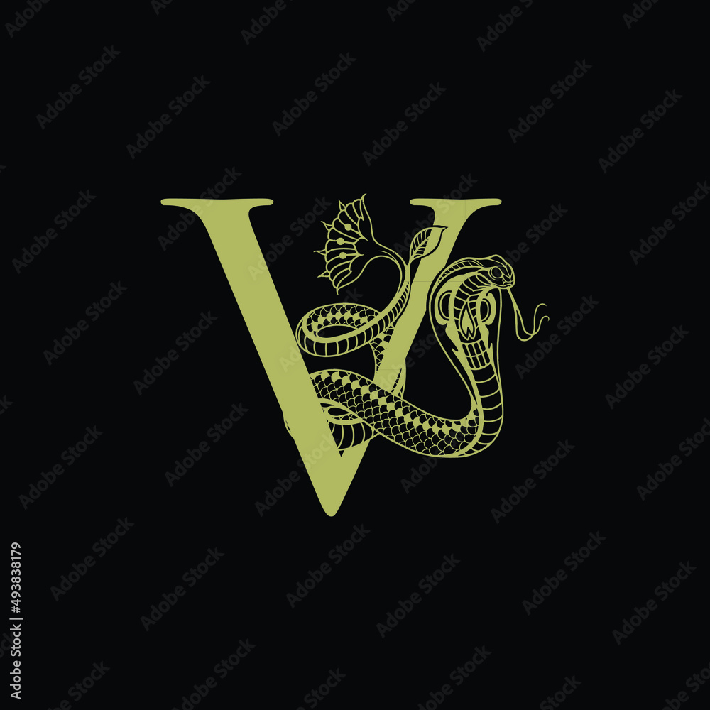 V letter snake logo design eps 10 file Stock Vector | Adobe Stock